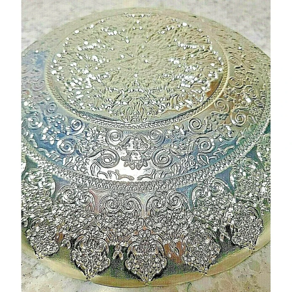 Silverina Istanbul Pink Glass Platter Genuine 99% Silver Turkish Handmade 13
